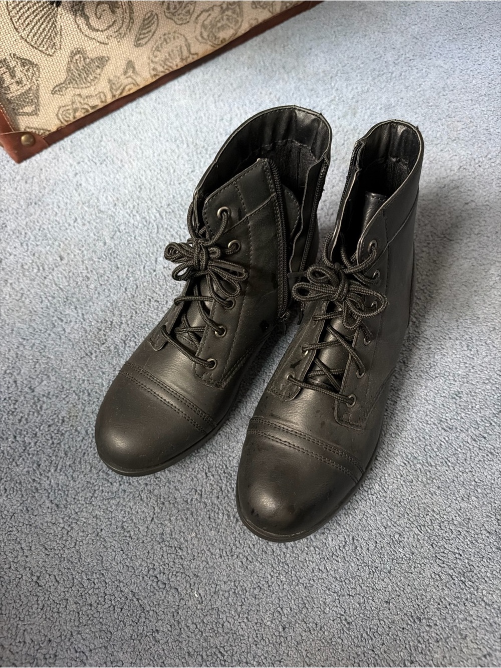 Women's Black Lace-Up Ankle Boots
